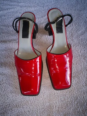 Escarpins/Mules cuir vernis rouge, pointure 37 - Photo 1/4
