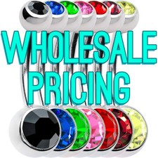 Belly Button Navel Ring Barbell Dual CZ Color Gem 12 pack