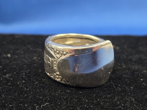 3 anillos de cuchara talla 6 hechos a mano de cubiertos vintage plateados #104 - Imagen 8 de 11