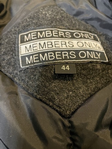 Vintage Members Only Jacket Mens Size 44 Dark Grey Wool Blend Bomber Full Zip - Picture 4 of 10