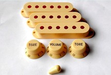 Volume Tone Knob  Pickup Cover  Switch Tip CREAM for USA styler Strat Guitar