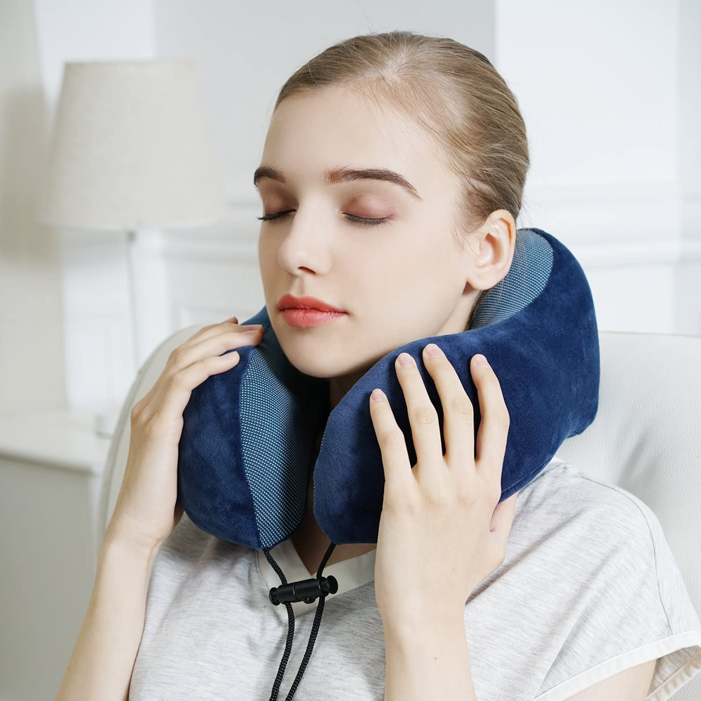 Best Memory Foam Travel Neck Pillow for Head Support Comfortable Soft Sleep