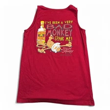 Bad Monkey Island Rum Tank Top Tee Shirt Mens Size Large Red Big Logo Vtg Style