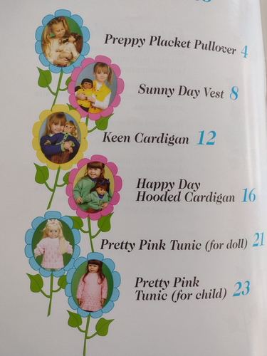 KNITS FOR GIRLS AND DOLLS Girl Sizes 2-12 ~18" Doll Sweaters ASN 1348 Out of pri - Picture 3 of 4