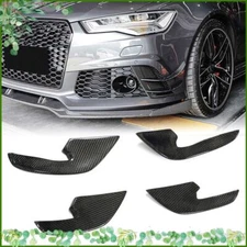 4Pcs Carbon Fiber Front Bumper Splitter Canards Fins Lip For Audi A6 RS5 RS6 RS7