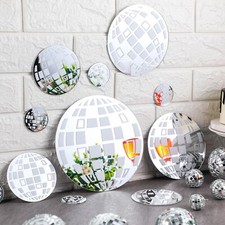 Yousoontic 12 Pcs Acrylic Disco Mirror Wall Decor Disco Ball Wall Decor Stick...
