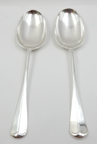 LOT VINTAGE DE 2 CUILLÈRES DE SERVICE ATKIN BROS. EP A1 POINÇON ARGENT 9", Royaume-Uni - Photo 1/13