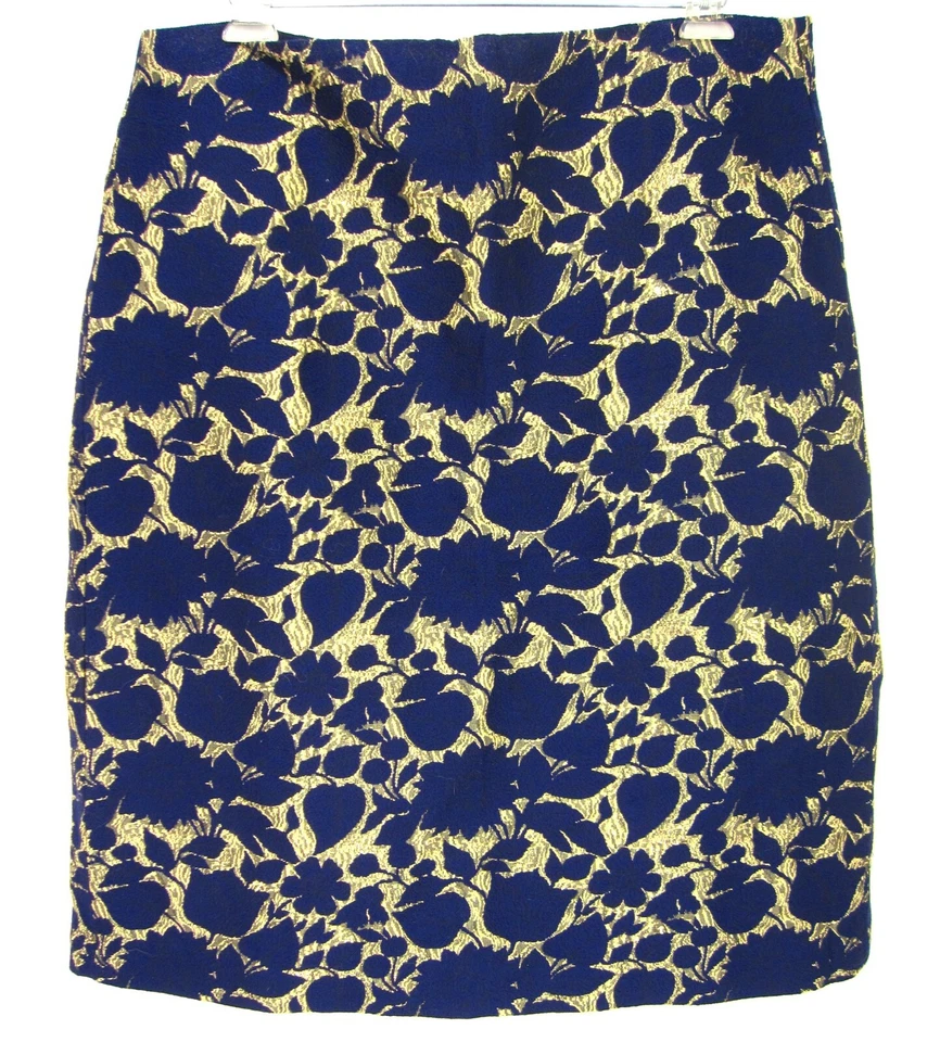 Юбка-карандаш J Crew синее золото с цветочным принтом большой размер 18 новая без ценников