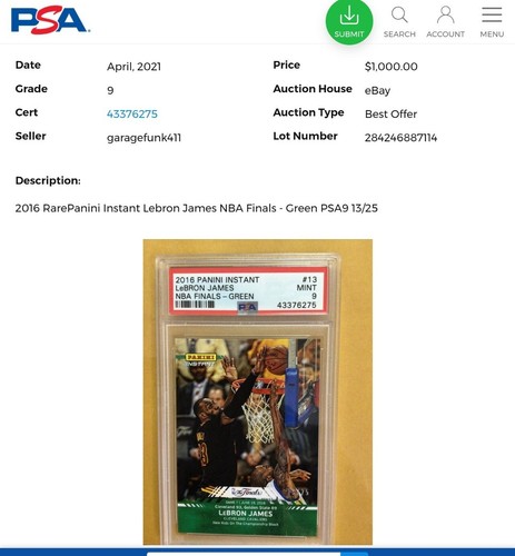2016-17 Panini Instant LEBRON JAMES #349 Blue /25 SEALED Cavaliers GOAT LAKERS - Picture 5 of 5