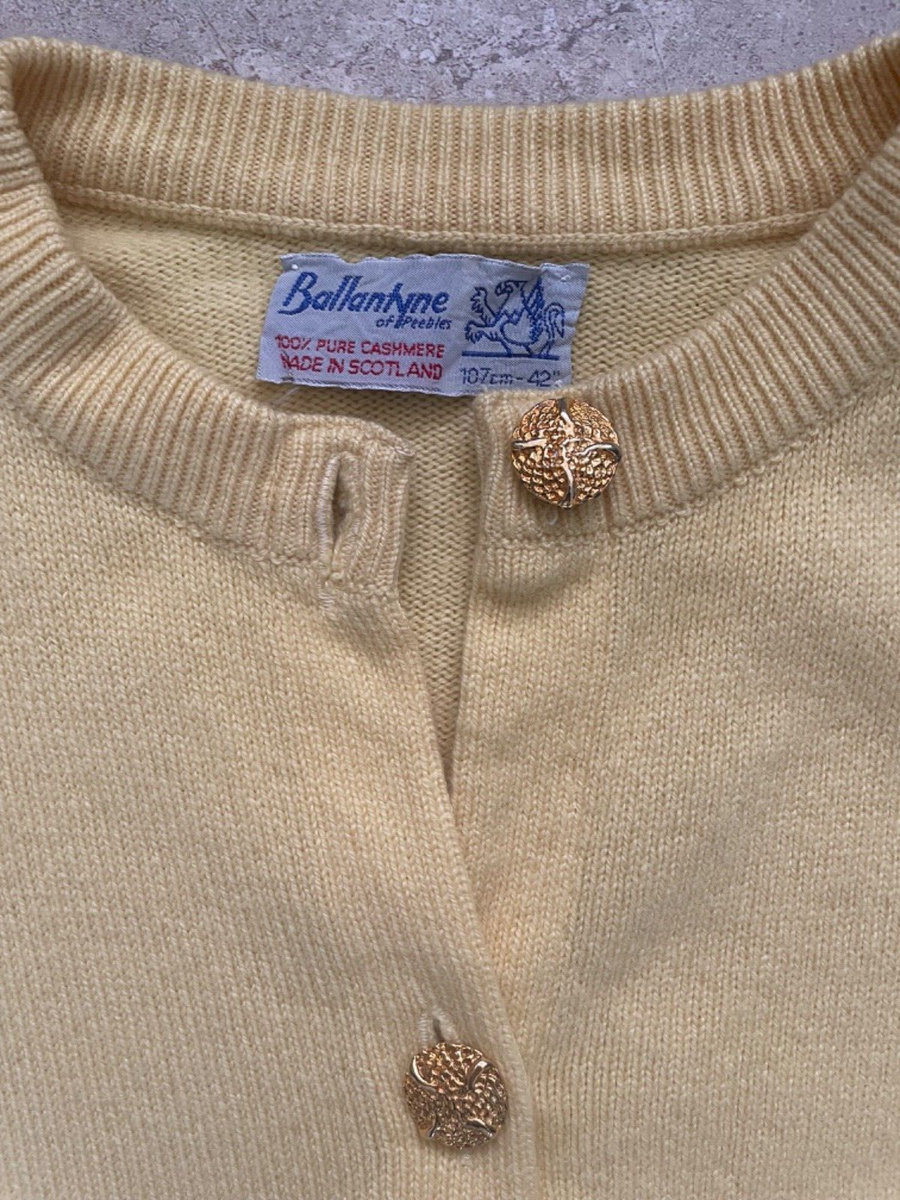 BALLANTYNE CASHMERE Yellow Cardigan Sweater 42 Ladies Vintage L | eBay