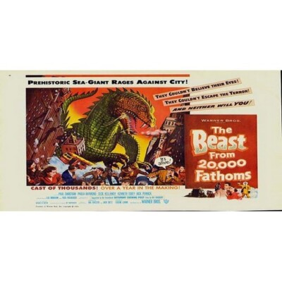 AMERICAN FLYER BEAST From 20,000 FATHOMS ADHESIVE WHISTLE BILLBOARD STICKER  577