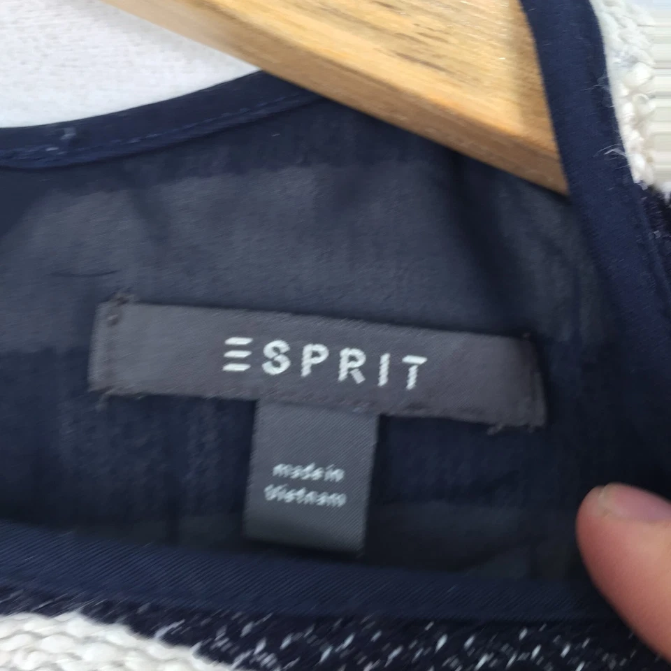 Esprit Mujer Vestido Talla 10 Cambio Mini Azul Marino Blanco Rayas Corto SLV 075873 Foto 3 de 4