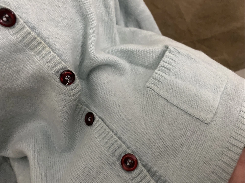 Cárdigan Suéter Bonpoint 100% Lana de Cordero Geelong Azul Hielo Como Nuevo CAPUCHA 3 4 Niñas Foto 2 de 4