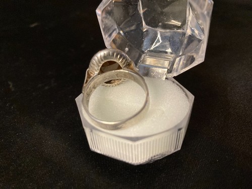 RING: LOVELY GERMANY STERLING SILVER RING WITH RED/BROWN STONE SIZE R-S - Picture 5 of 7