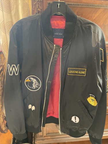 Bomber Zara uomo donna zip patchwork lunghezza media nero taglia M - Foto 2 di 4