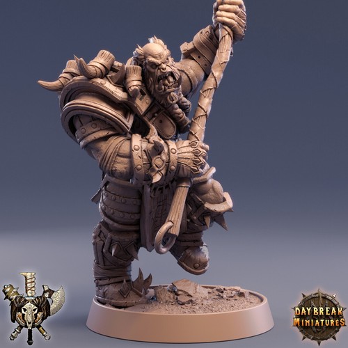 Frogrik the Severer, Tabletop Fantasy RPG DnD Orc Miniature Armored Orc Warrior - Picture 2 of 3