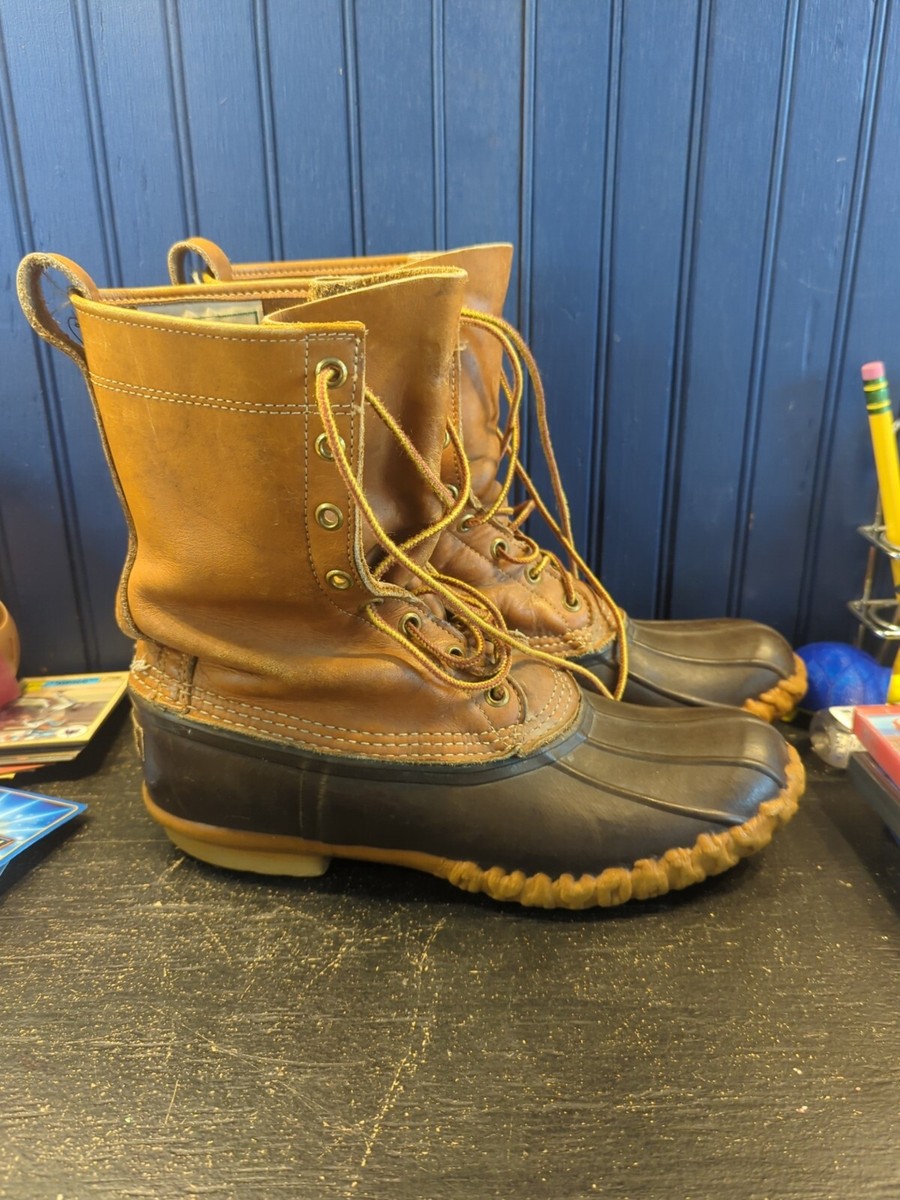Vintage LL Bean Maine Hunting Duck Boots Leather Rubber Lace  display picture 2