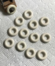 12 TOOTSIETOY BARCLAY MANOIL WHITE RUBBER TIRES &  BONUS  -- more tires in store