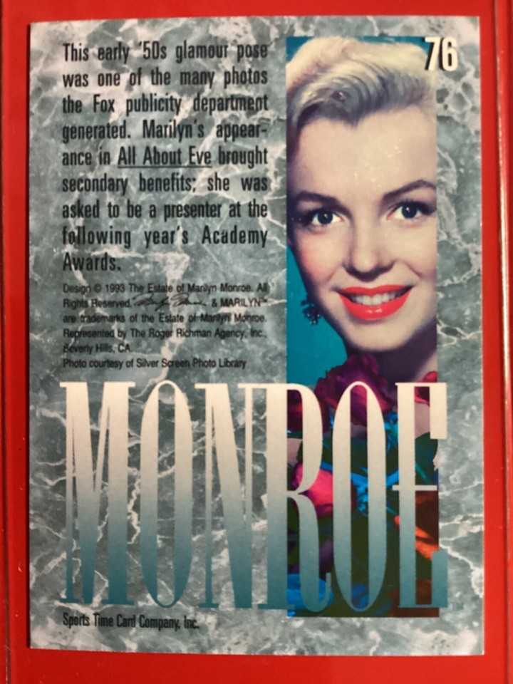 MARILYN MONROE 1993 Sports Time Trading Card 76 Little Rock eBay