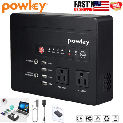 Powkey 200W Portable Power Station 146Wh AC DC Lithium Battery Solar ...