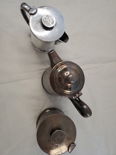 ANTIQUE Int'l Silver Co. 1938 NYC Railroad SILVER Soldered Coffee/Tea Set -D53 - Picture 6 of 14