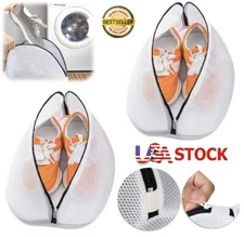 2× Shoes Washing Bag Washing Machine Laundry Mesh Net Dry Shoe Organizer Bags US