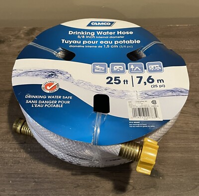 Camco Drinking Water Hose Heavy Duty RV Safe 5/8'' Inner Diameter, 25' Long