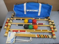 Vintage Sportcraft Wood 6-PLAYERS Croquet Set with Travel Bag COMPLETE