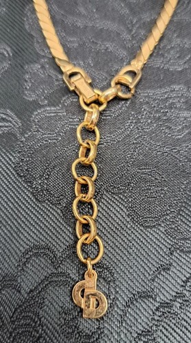 Vintage Christian Dior 80s Art Deco Rhinestone Enamel Gold Tone Necklace Choker - Picture 9 of 9