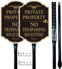 Private Property No Trespassing Signs with 36-inch Metal Stakes, 14 x 10 inch...