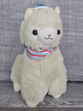 Alpaca Llama Cream Amuse Plush Stuffed Animal 7" Sailor Hat Scarf 