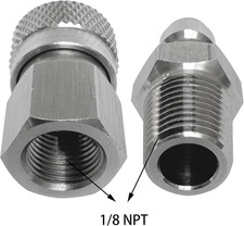 1/8 NPT Female Connector and 8Mm Male Plug Fill Nipple Quick-Disconnect Set, ...
