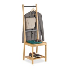 Valet stand clothes rack bamboo hanger natural lightweight valet chair compact