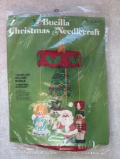 Vtg Bucilla Christmas Needlecraft Jeweled Holiday Mobile Christmas Go Round NOS