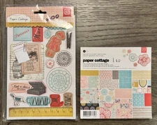 Basic Grey *PAPER COTTAGE* Coordinating Chip Stickers & 6x6 Paper Pad COMPLETE