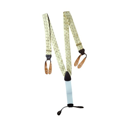 #ad Trafalgar Mens Gold Geometric Silk Suspenders Leather Button Quiet Luxury $37.46