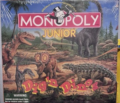 Hasbro Monopoly Junior Dig'n Dinos Board Game Animals Educational Ages 5-8 2+ P 