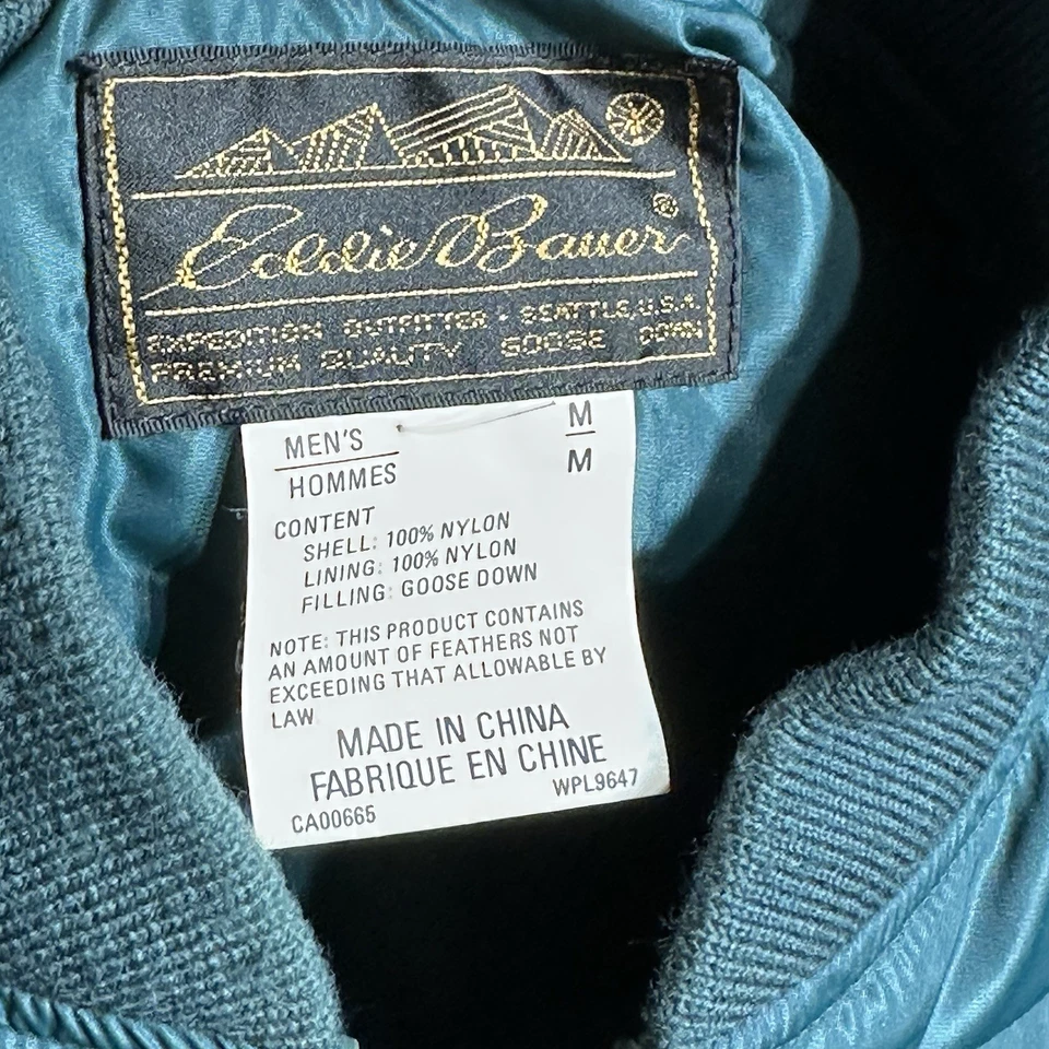 Chaleco acolchado vintage Eddie Bauer plumón de ganso para hombre talla grande verde azulado Foto 4 de 4