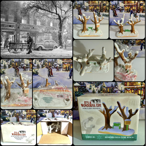 It's A Wonderful Life Enesco Xmas Vintage Bedford Falls Parkbank/Bäume - RAR - NEU! - Bild 1 von 10