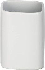 WENKO Hexa Ceramic Toothbrush Holder Beaker Matte White Freestanding Tumbler New
