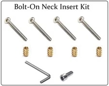 STAINLESS STEEL Screws (4) Insert Kit for Bolt-On Guitar Neck Upgrade - Complete