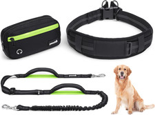 Dog Leash Hands Free, Waist Leash for Dog Walking with Pouch Removable Shock Ab