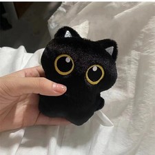1Pcs Cool Plush Black Cat Doll Toy Keychain Bag Pendant Charms Car Keyring Acces