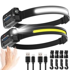 【2 Pack】Head Torch Rechargeable Super Bright 230° Wide Beam Headtorch 22 Hours