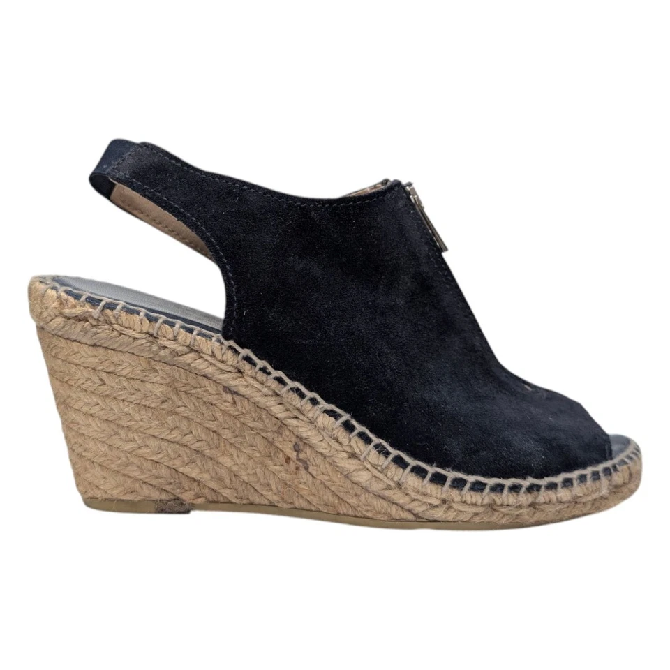 Andre Assous Rhea Wedge Sandals Womens Navy Blue Suede Espadrille Top Size 7 - Image 3 of 4