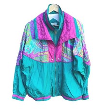 Vintage 90s Lavon Colorblock Windbreaker Jacket Teal Purple Womens Large