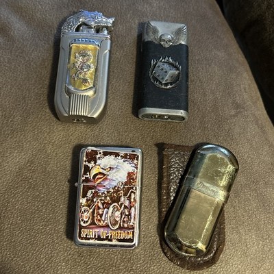 vintage novelty cigarette lighters Lot of 4 Vintage Cigarette Lighters Collectors. Marlboro, Novelty, Star-I
