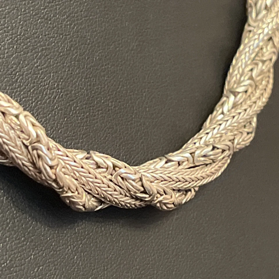 BA Suarti Bali 925 Sterling Braided Byzantine Wheat Chain Necklace 10mm 125G - Image 4 of 4