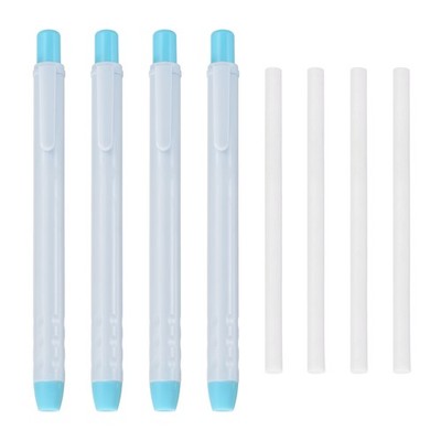 4+4Pcs Retractable Erasing Pen with 4 Spare Parts Rubber for TPE Light Blue