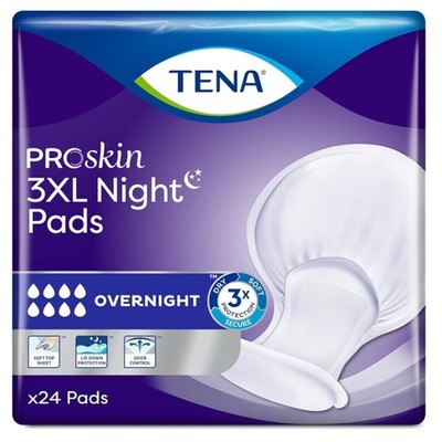 Tena Proskin Women Overnight Pads 3XL 24Ct - Odor Control - Soft - Night Pads